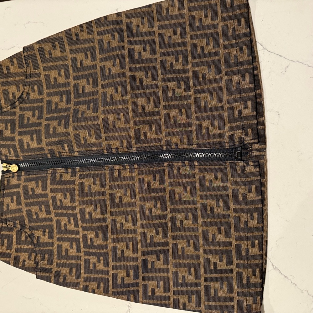 Fendi Brown Tan A-Line Mini Skirt for Work